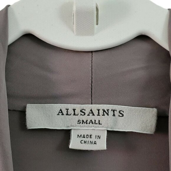 All Saints Dress Small‎ Gray Faux Wrap Tame Knee-length Long Sleeve V-Neck - Picture 4 of 12